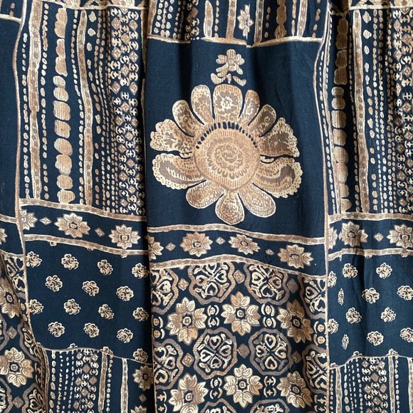 Chaus Black and Brown Tribal Print Flowy Rayon Maxi Skirt - Picture 3 of 7